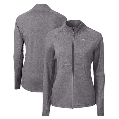 Women's Cutter & Buck Heather Black ACC Gear Adapt Eco Knit Recycled Full-Zip Jacket