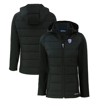 Women's Cutter & Buck Black Pac-12 Gear Evoke Hybrid Eco Softshell Recycled Full-Zip Hoodie Jacket