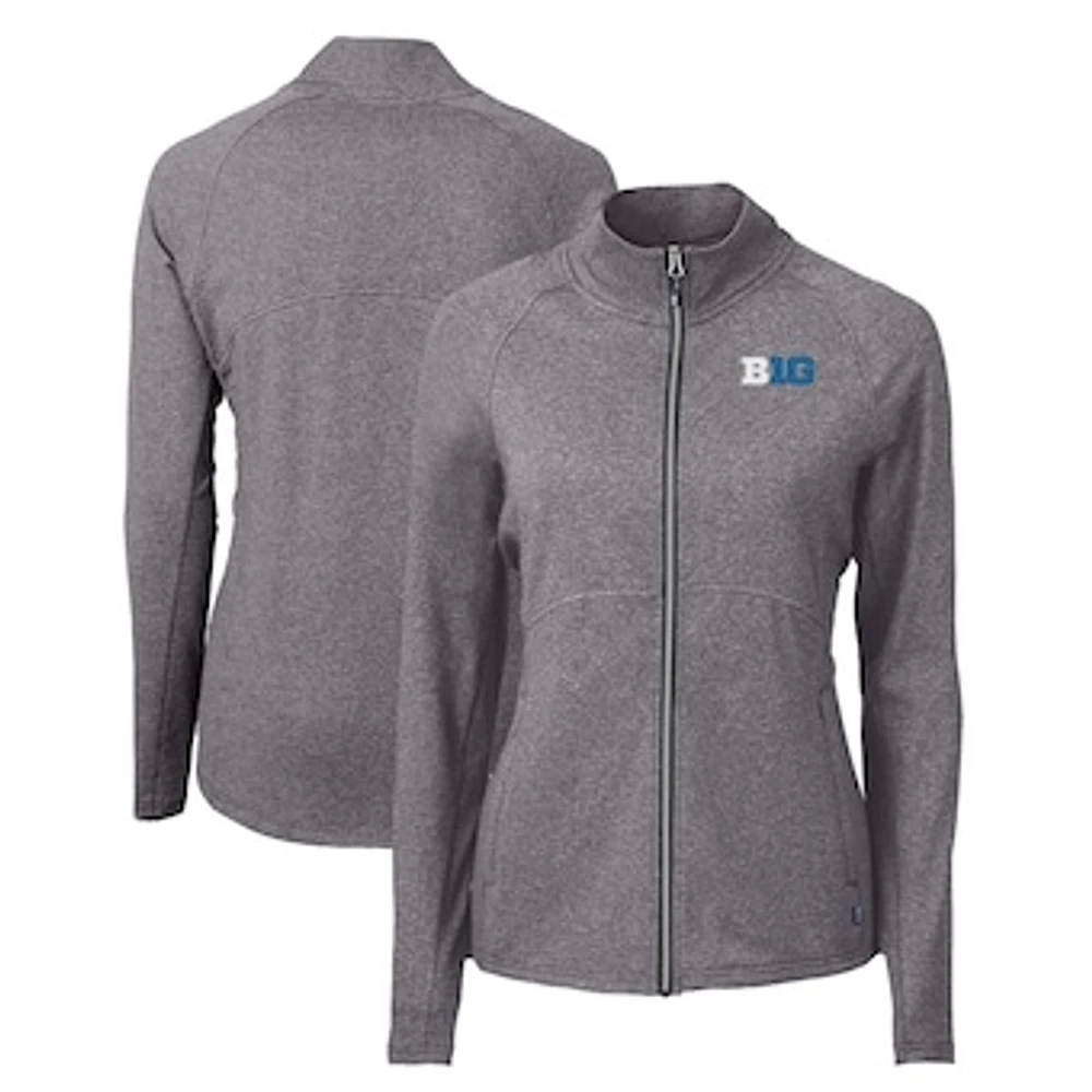 Women's Cutter & Buck Heather Black Big Ten Gear Adapt Eco Knit Recycled Full-Zip Jacket