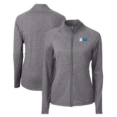 Women's Cutter & Buck Heather Black Big Ten Gear Adapt Eco Knit Recycled Full-Zip Jacket