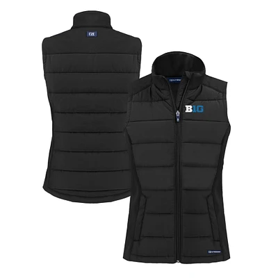 Women's Cutter & Buck Black Big Ten Gear Evoke Hybrid Eco Softshell Recycled Full-Zip Vest