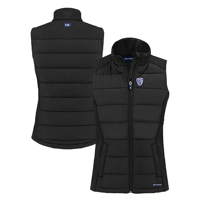 Women's Cutter & Buck Black Pac-12 Gear Evoke Hybrid Eco Softshell Recycled Full-Zip Vest