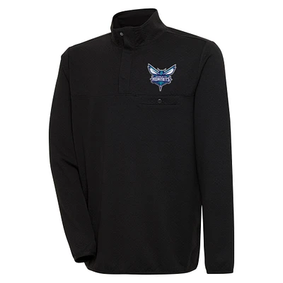 Men's Antigua Black Charlotte Hornets Steamer Quarter-Snap Pullover Top