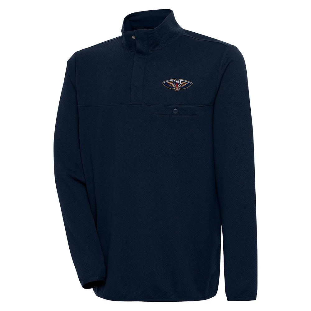 Men's Antigua Navy New Orleans Pelicans Steamer Quarter-Snap Pullover Top