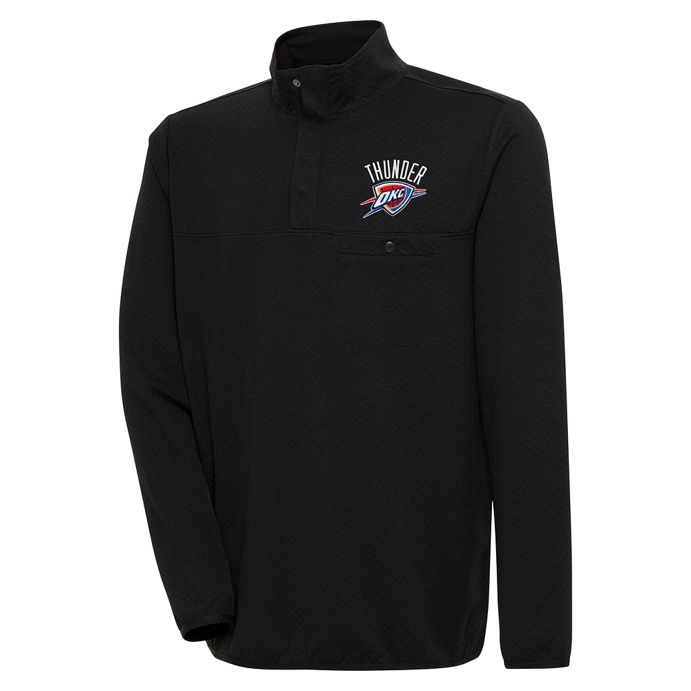 Men's Antigua Black Oklahoma City Thunder Steamer Quarter-Snap Pullover Top
