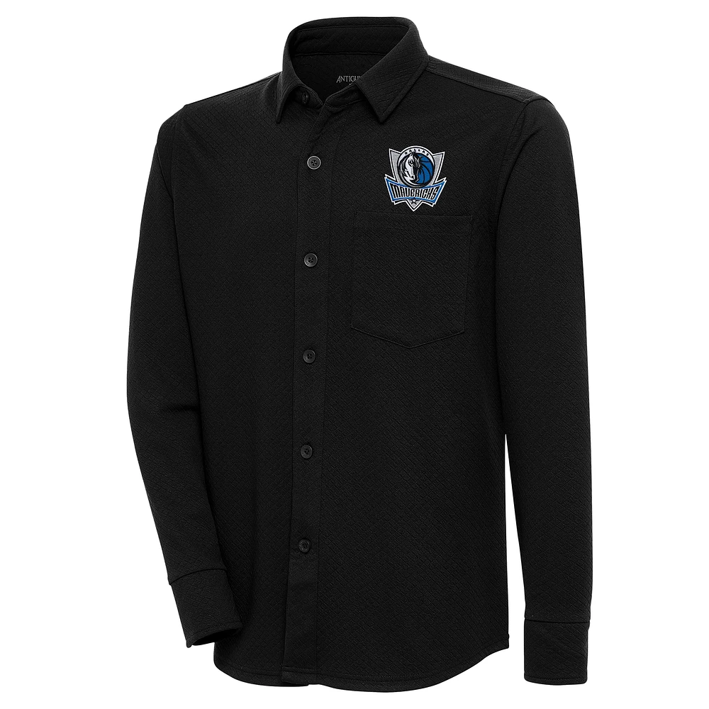 Men's Antigua Black Dallas Mavericks Steamer Button-Up Shacket