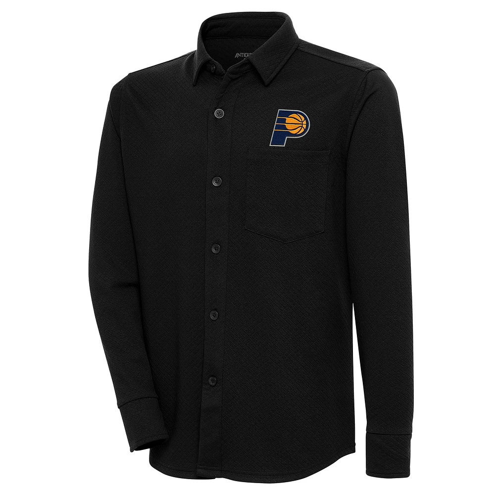 Men's Antigua Black Indiana Pacers Steamer Button-Up Shacket