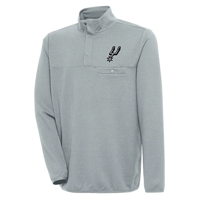 Men's Antigua Gray San Antonio Spurs Steamer Quarter-Snap Pullover Top