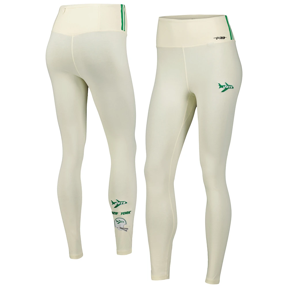 Women's Pro Standard Cream New York Jets Retro Classic Tri-Blend Jersey Leggings