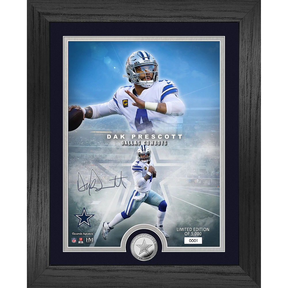 Highland Mint Dak Prescott Dallas Cowboys 13" x 16" Silver Coin Photo Mint