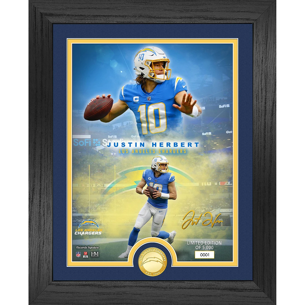 Highland Mint Justin Herbert Los Angeles Chargers 13" x 16" Bronze Coin Photo Mint