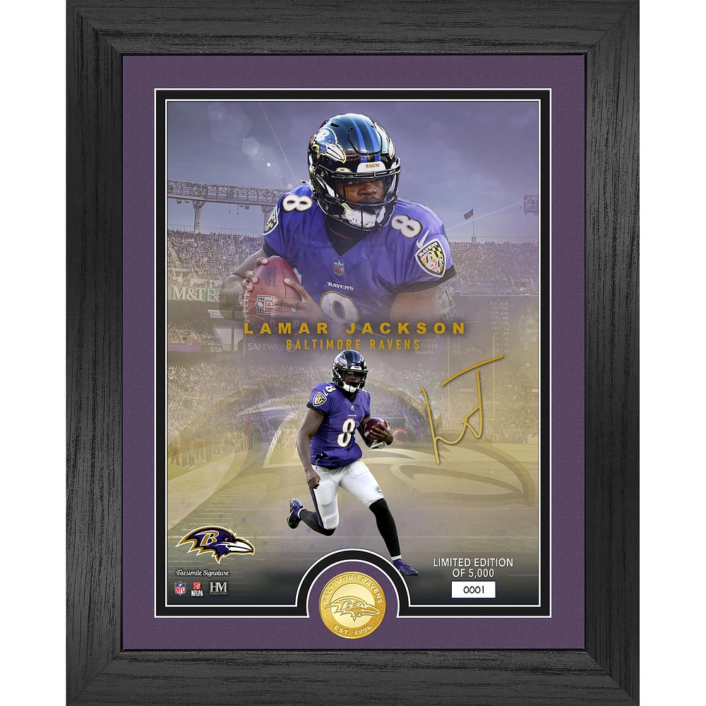 Highland Mint Lamar Jackson Baltimore Ravens 13" x 16" Bronze Coin Photo Mint