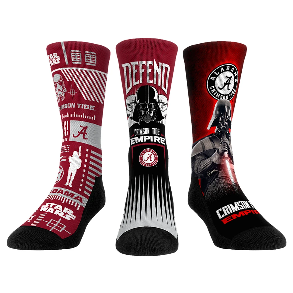 Unisex Rock Em Socks Darth Vader & Stormtrooper Alabama Crimson Tide Star Wars Three-Pack Crew Set