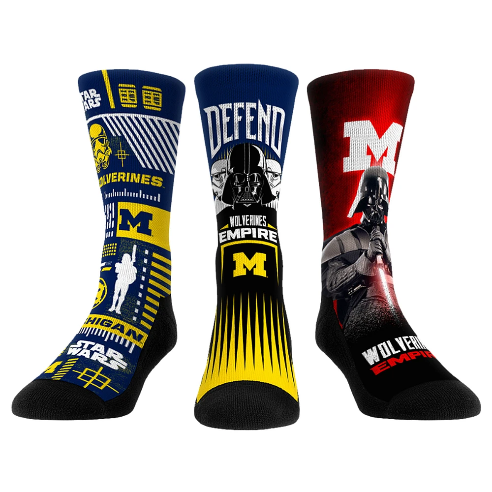 Unisex Rock Em Socks Darth Vader & Stormtrooper Michigan Wolverines Star Wars Three-Pack Crew Set
