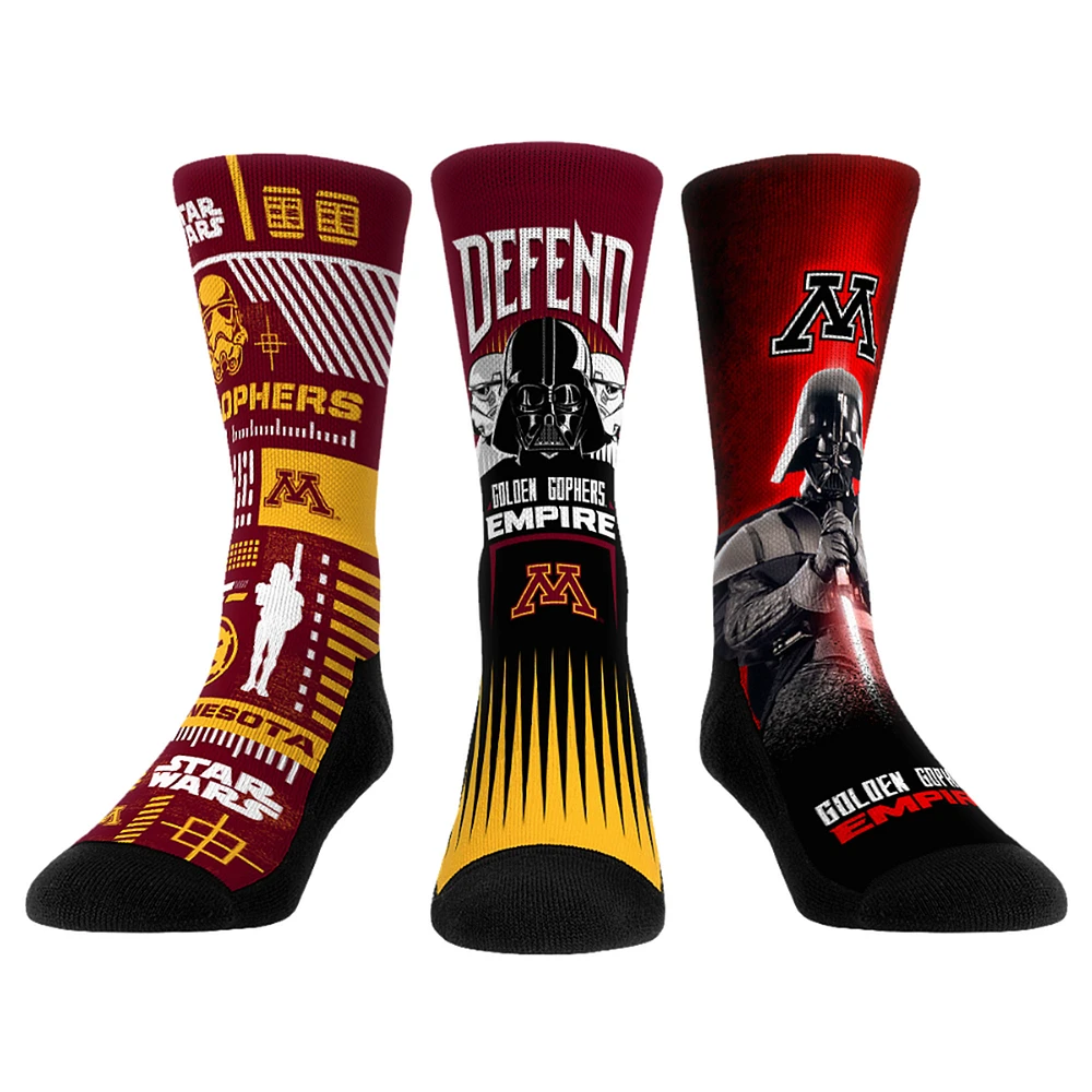 Unisex Rock Em Socks Darth Vader & Stormtrooper Minnesota Golden Gophers Star Wars Three-Pack Crew Set