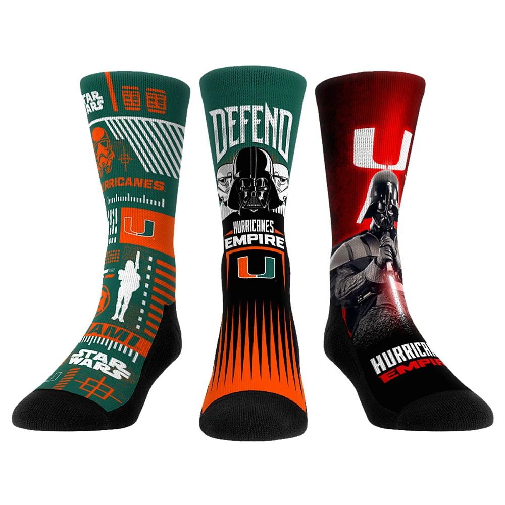 Unisex Rock Em Socks Darth Vader & Stormtrooper Miami Hurricanes Star Wars Three-Pack Crew Set
