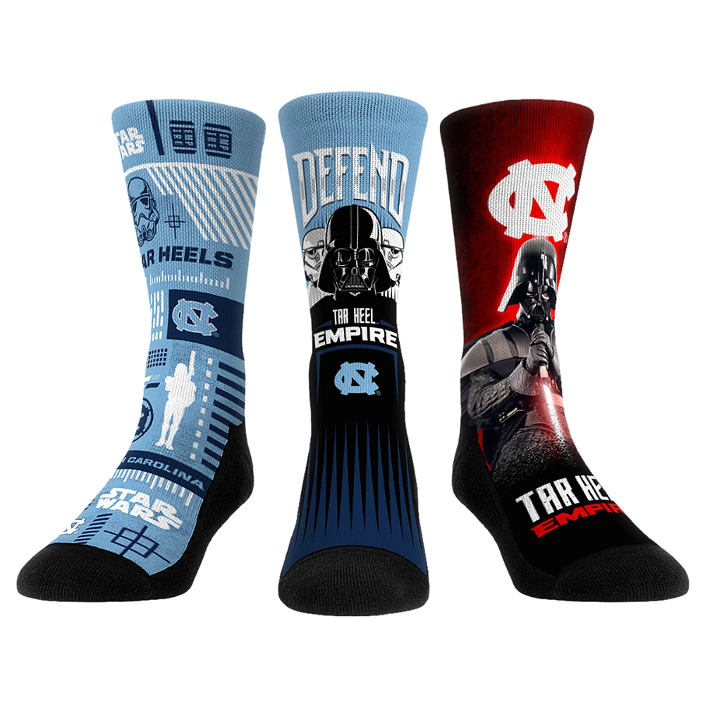 Unisex Rock Em Socks Darth Vader & Stormtrooper North Carolina Tar Heels Star Wars Three-Pack Crew Set