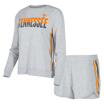 Women's Concepts Sport Gray Tennessee Volunteers Cedar Tri-Blend Long Sleeve Top & Shorts Sleep Set