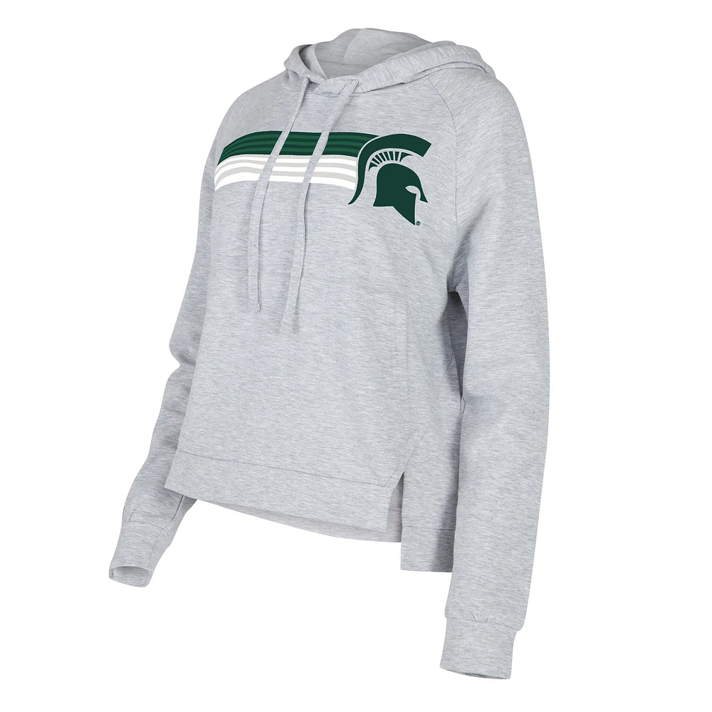 Women's Concepts Sport Gray Michigan State Spartans Cedar Tri-Blend Raglan Pullover Hoodie