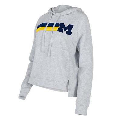Women's Concepts Sport Gray Michigan Wolverines Cedar Tri-Blend Raglan Pullover Hoodie