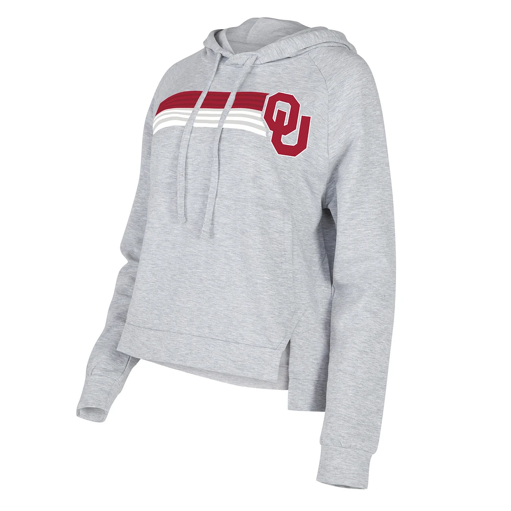 Women's Concepts Sport Gray Oklahoma Sooners Cedar Tri-Blend Raglan Pullover Hoodie