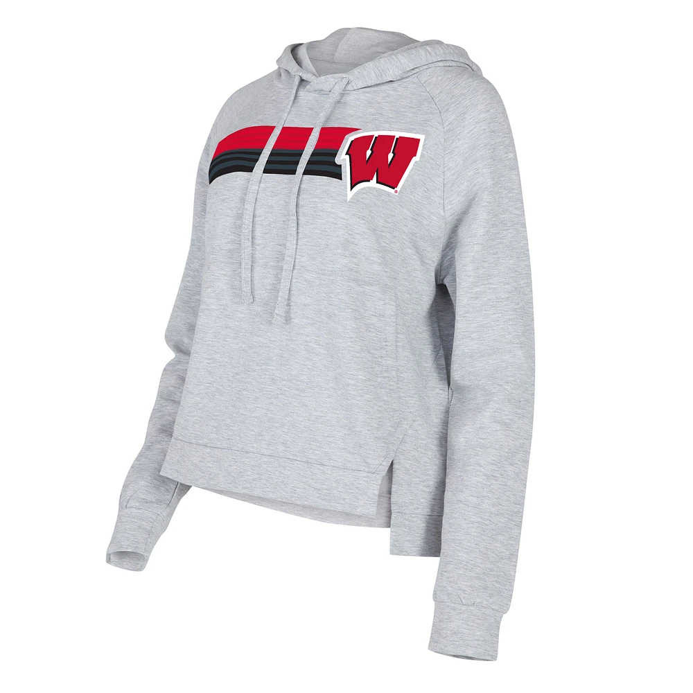 Women's Concepts Sport Gray Wisconsin Badgers Cedar Tri-Blend Raglan Pullover Hoodie