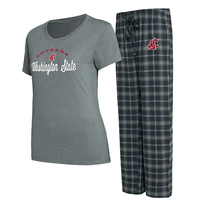 Women's Concepts Sport Charcoal/Gray Washington State Cougars Arctic Top & Flannel Pants Sleep Set
