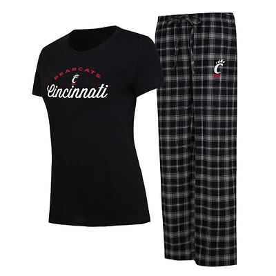 Women's Concepts Sport Black/Gray Cincinnati Bearcats Arctic Top & Flannel Pants Sleep Set