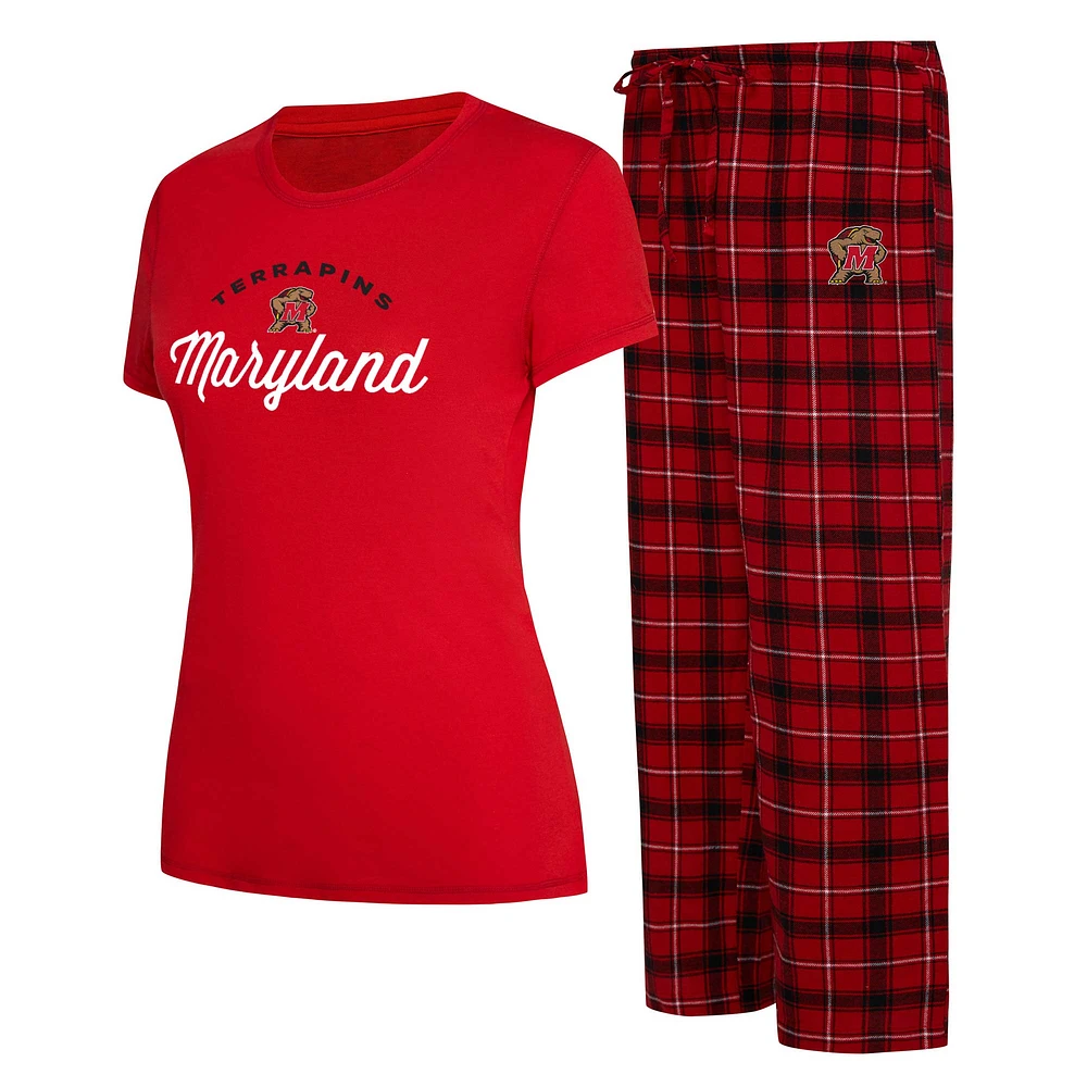 Women's Concepts Sport Red/Black Maryland Terrapins Arctic Top & Flannel Pants Sleep Set