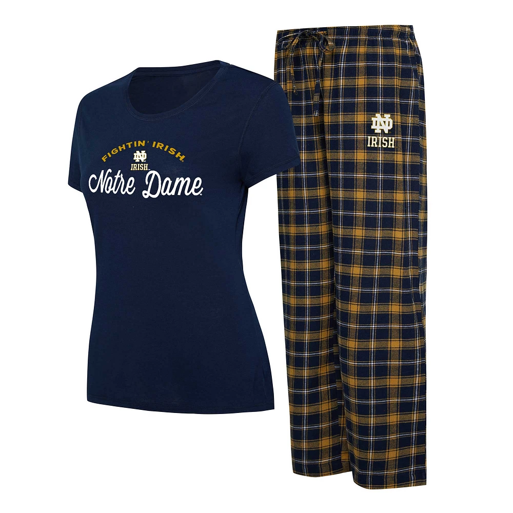 Women's Concepts Sport Navy/Gold Notre Dame Fighting Irish Arctic Top & Flannel Pants Sleep Set
