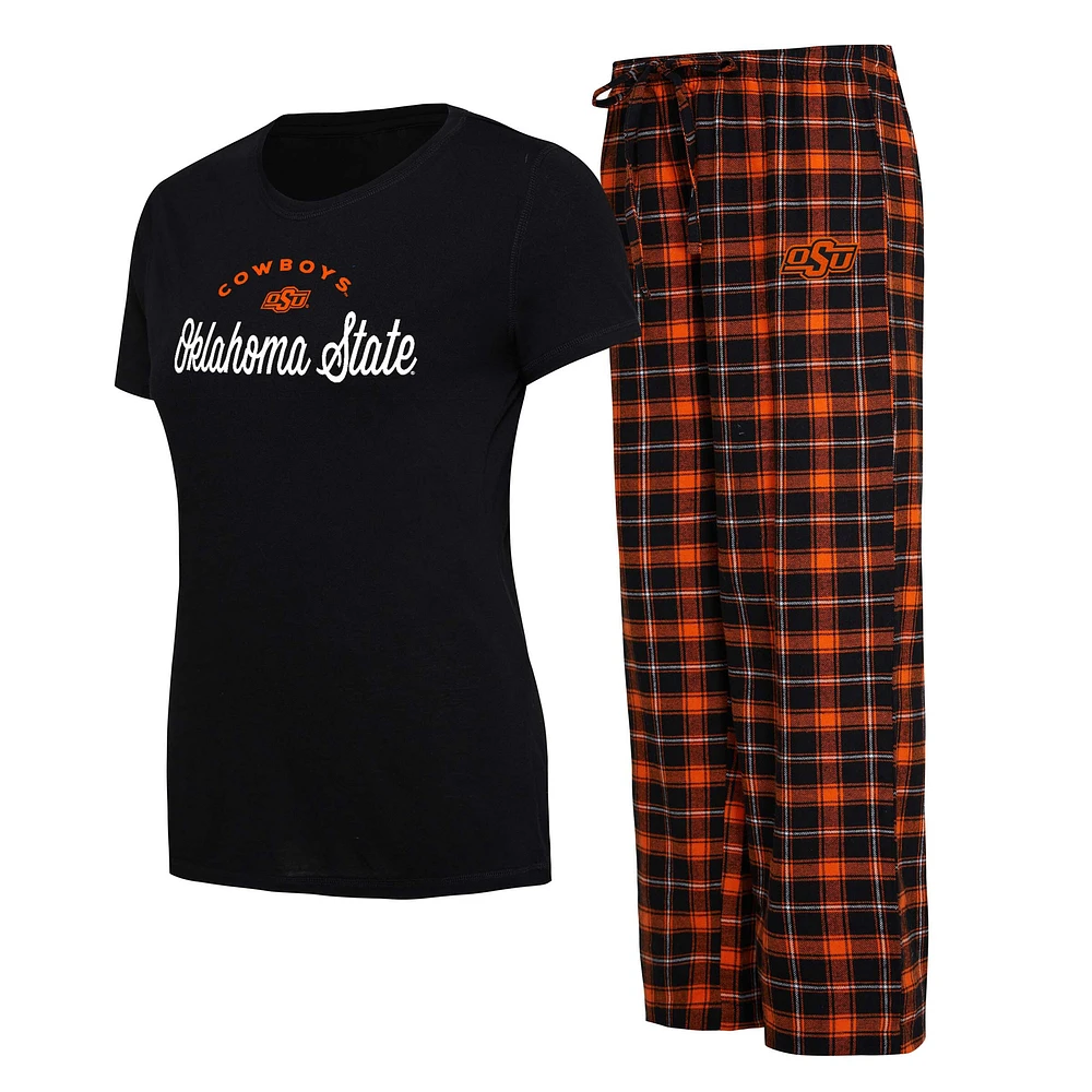 Women's Concepts Sport Black/Orange Oklahoma State Cowboys Arctic Top & Flannel Pants Sleep Set