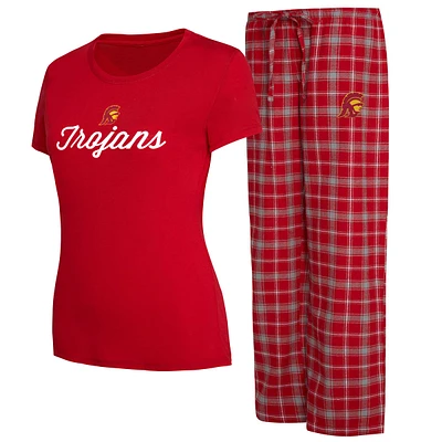 Women's Concepts Sport Cardinal/Gray USC Trojans Arctic Top & Flannel Pants Sleep Set