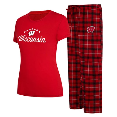 Women's Concepts Sport Red/Black Wisconsin Badgers Arctic Top & Flannel Pants Sleep Set