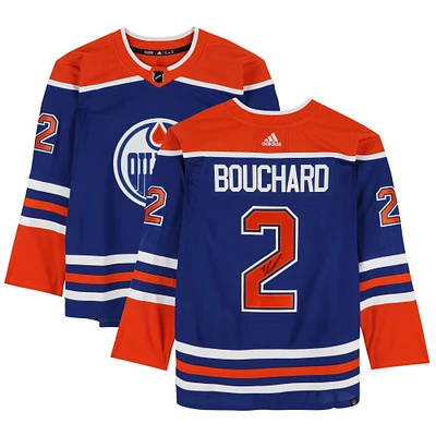 Evan Bouchard Edmonton Oilers Autographed Royal Adidas Authentic Jersey