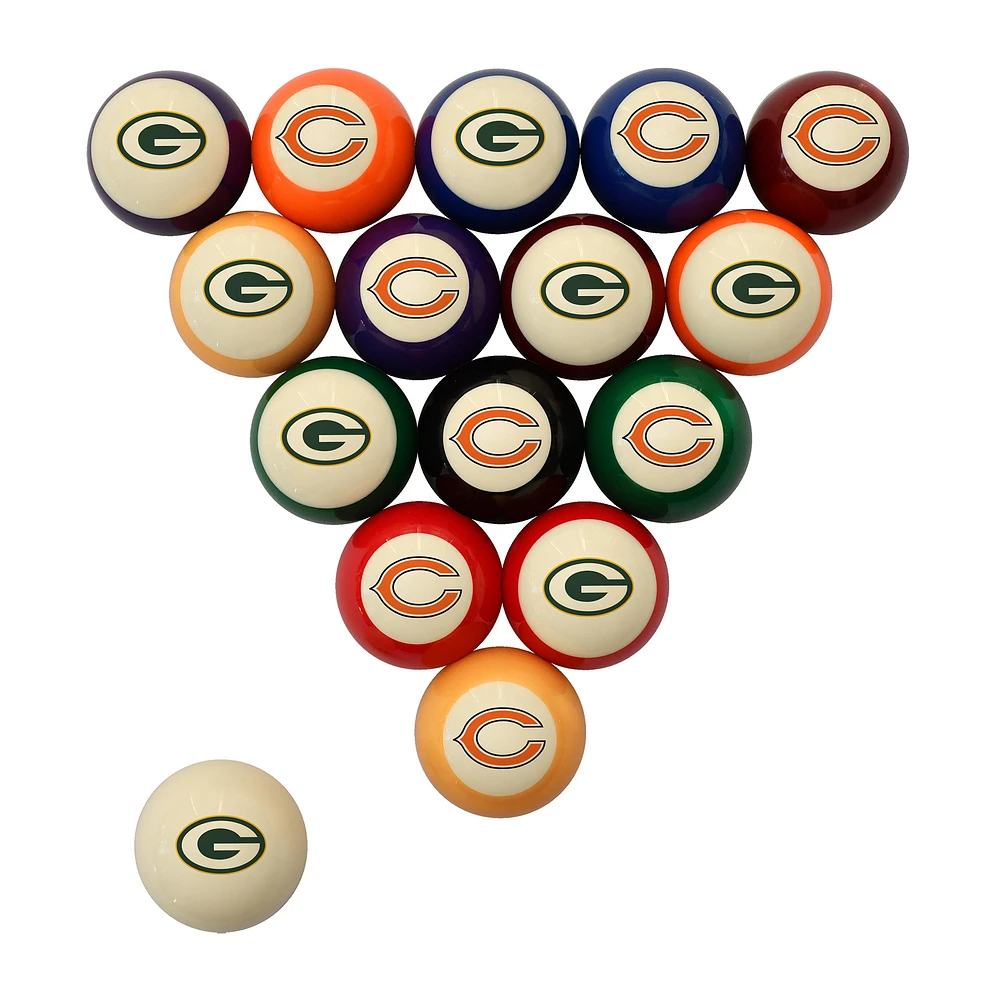 Imperial Green Bay Packers vs. Chicago Bears Rivalry Retro Billiard Ball Set