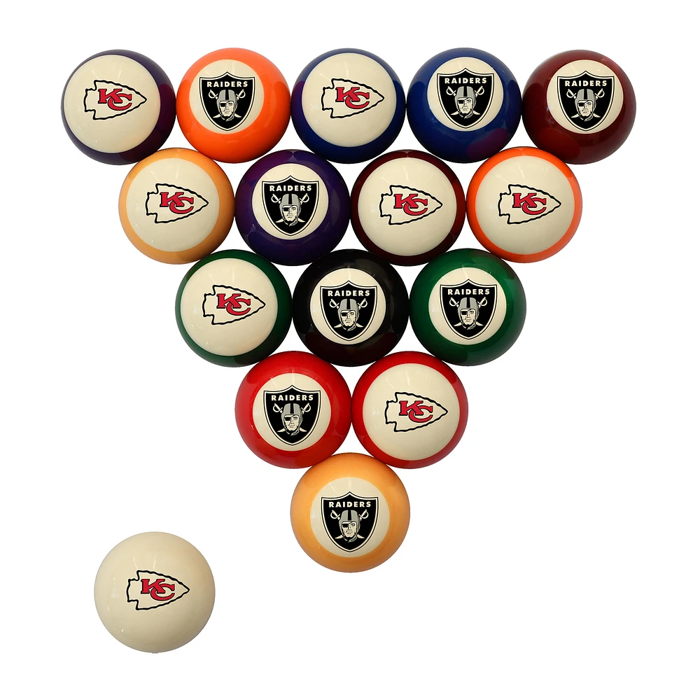 Imperial Kansas City Chiefs vs. Las Vegas Raiders Rivalry Retro Billiard Ball Set
