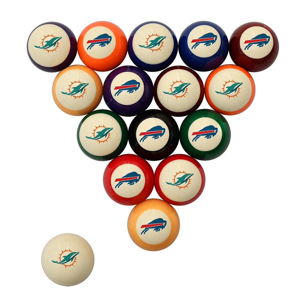 Imperial Miami Dolphins vs. Buffalo Bills Rivalry Retro Billiard Ball Set
