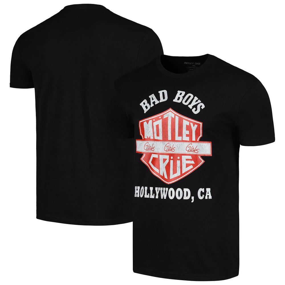 Men's Black Motley Crue Bad Boys Shield T-Shirt