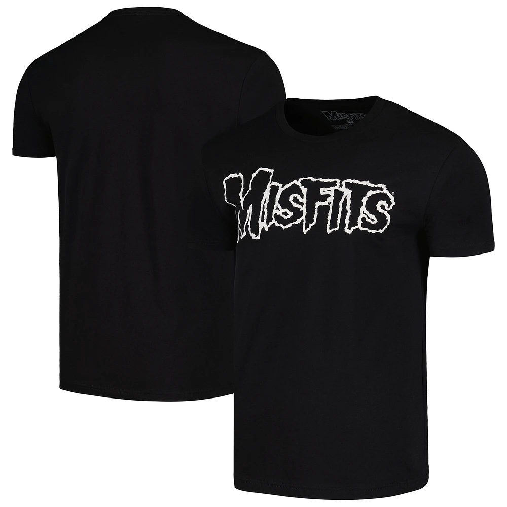 Men's Black Misfits Text Logo T-Shirt