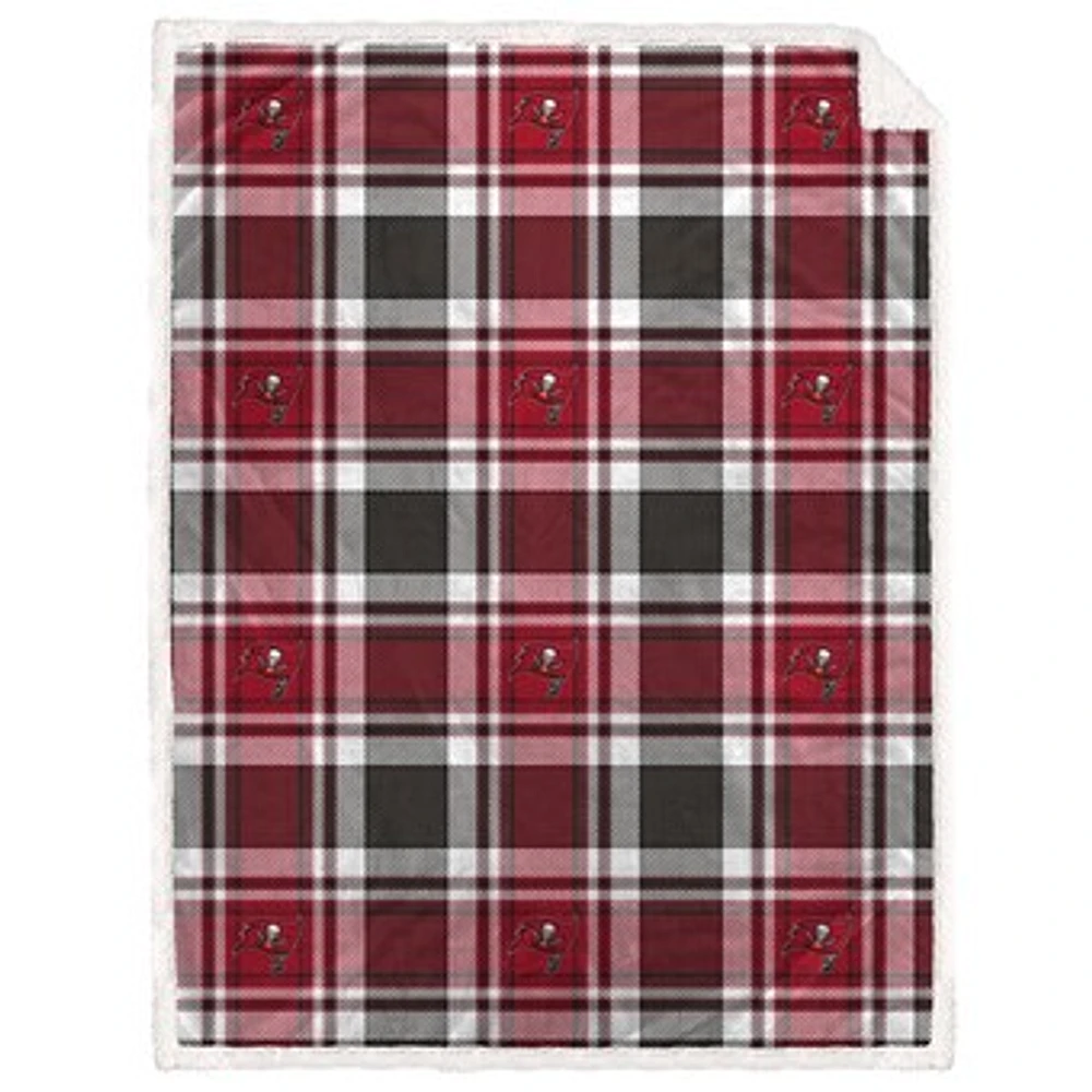Pegasus Tampa Bay Buccaneers 60" x 90" Plaid Logo Box Royal Plush Sherpa Blanket