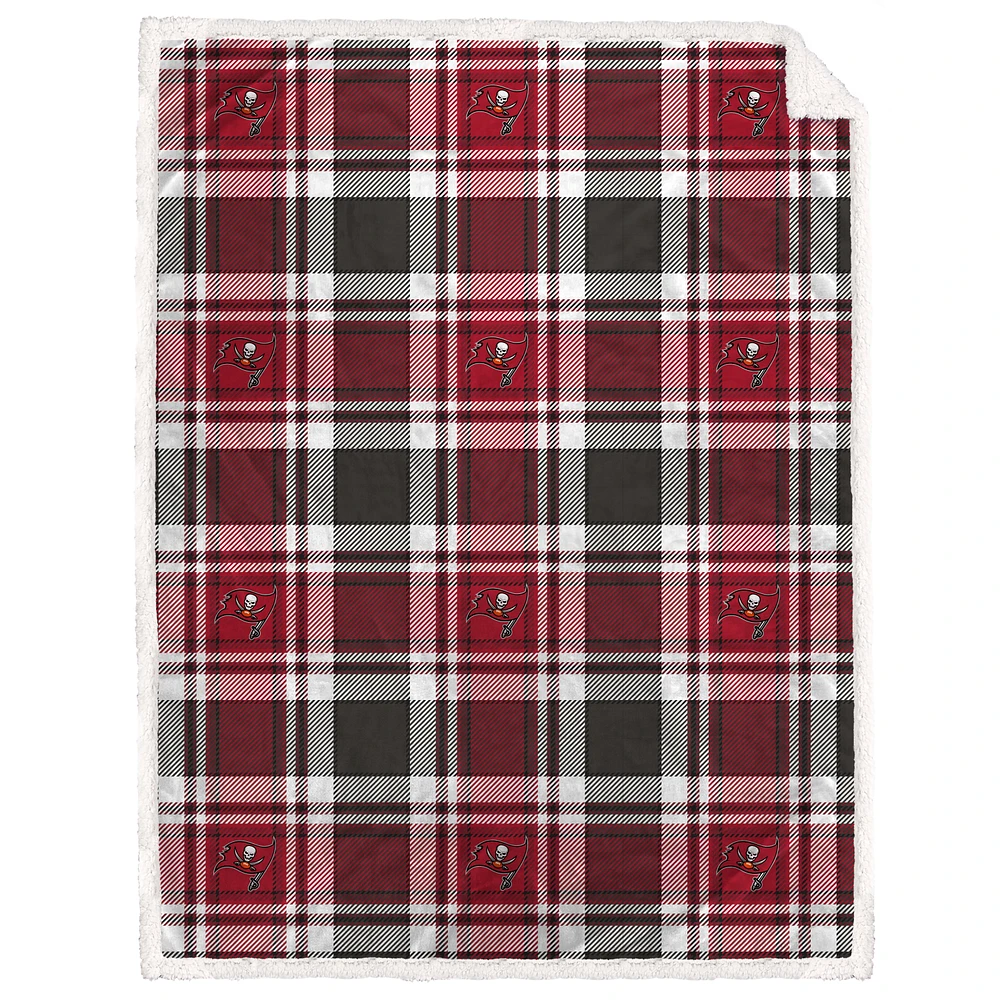 Pegasus Tampa Bay Buccaneers 60" x 90" Plaid Logo Box Royal Plush Sherpa Blanket