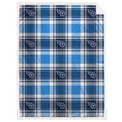 Pegasus Tennessee Titans 60" x 90" Plaid Logo Box Royal Plush Sherpa Blanket