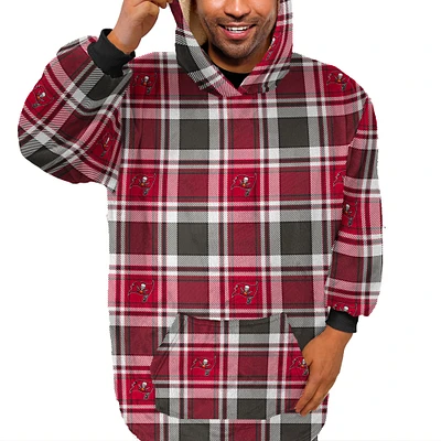 Pegasus Tampa Bay Buccaneers Plaid Logo Box Bloncho with Sherpa Inside