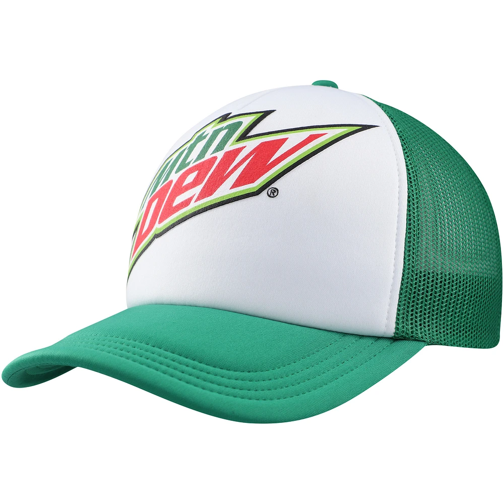 Men's White/Green Mountain Dew Foam Trucker Adjustable Hat