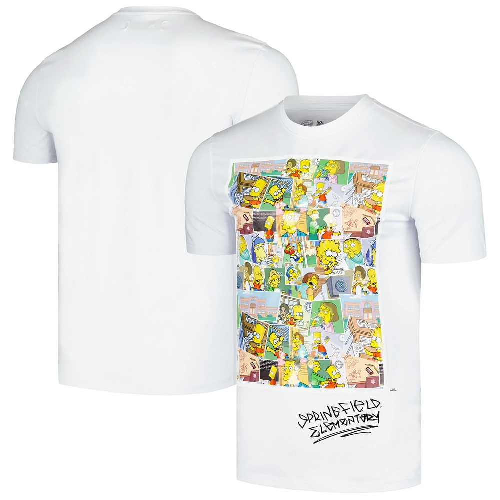 Unisex Freeze Max White The Simpsons Springfield Elementary Postcards T-Shirt