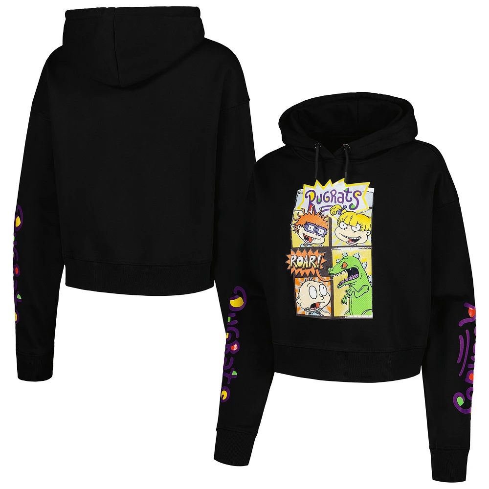 Unisex Freeze Max Black Rugrats Comic Strip Cropped Pullover Hoodie