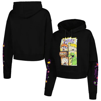 Unisex Freeze Max  Black Rugrats Comic Strip Cropped Pullover Hoodie