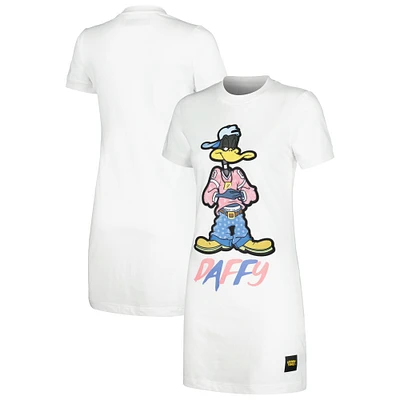 Women's Freeze Max Daffy Duck White Looney Tunes Jersey T-Shirt Dress