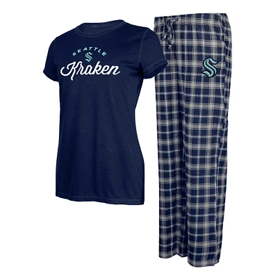 Women's Concepts Sport Navy/Gray Seattle Kraken Arctic Top & Pajama Pants Sleep Set