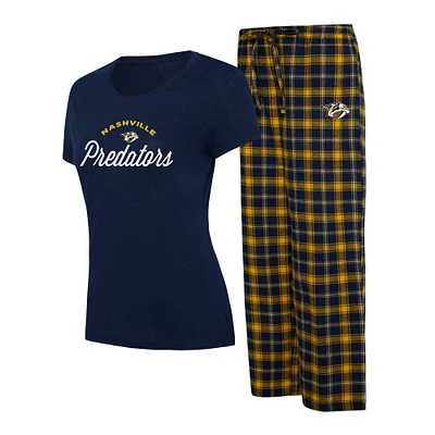 Women's Concepts Sport Navy/Gold Nashville Predators Arctic Top & Pajama Pants Sleep Set